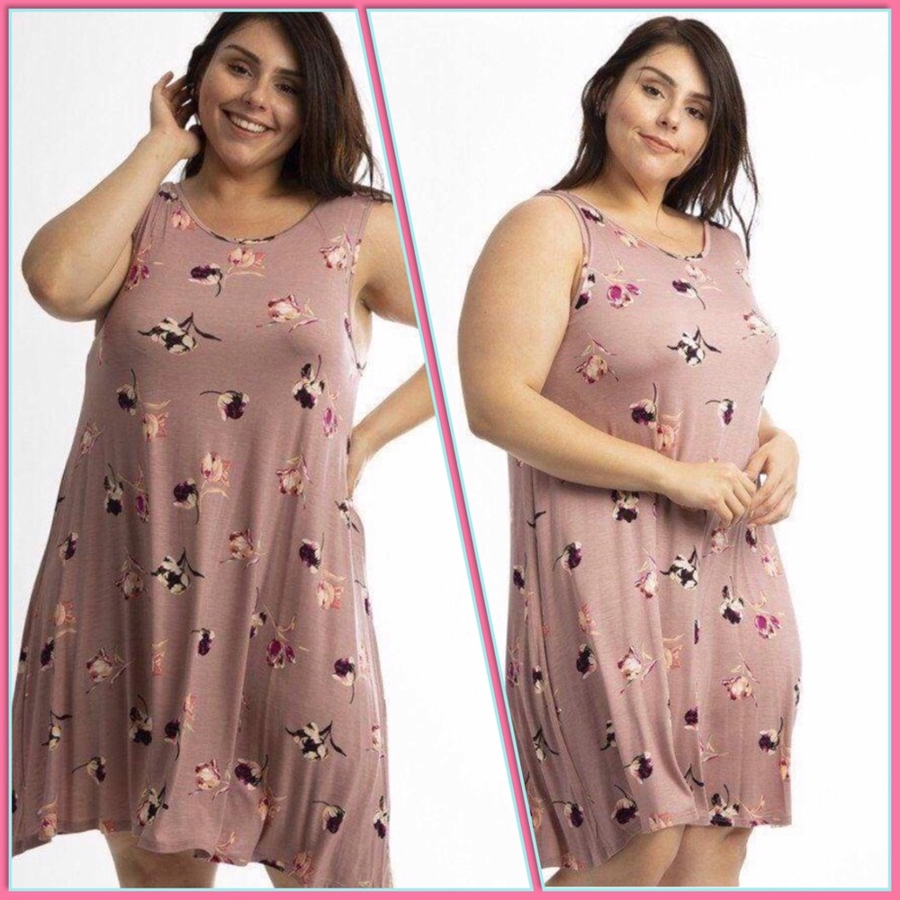 Plus Size Sleeveless Floral Print Summer Dress